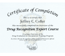 Certificate of Completion Drug Recognition Expert Course